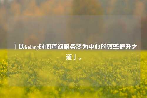 「以Golang時間查詢服務器為中心的效率提升之道」。